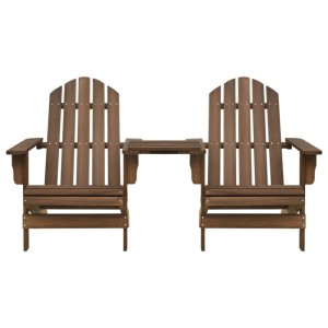 Braune vidaXL Adirondack Gartenstühle mit Tisch aus Tannenholz.