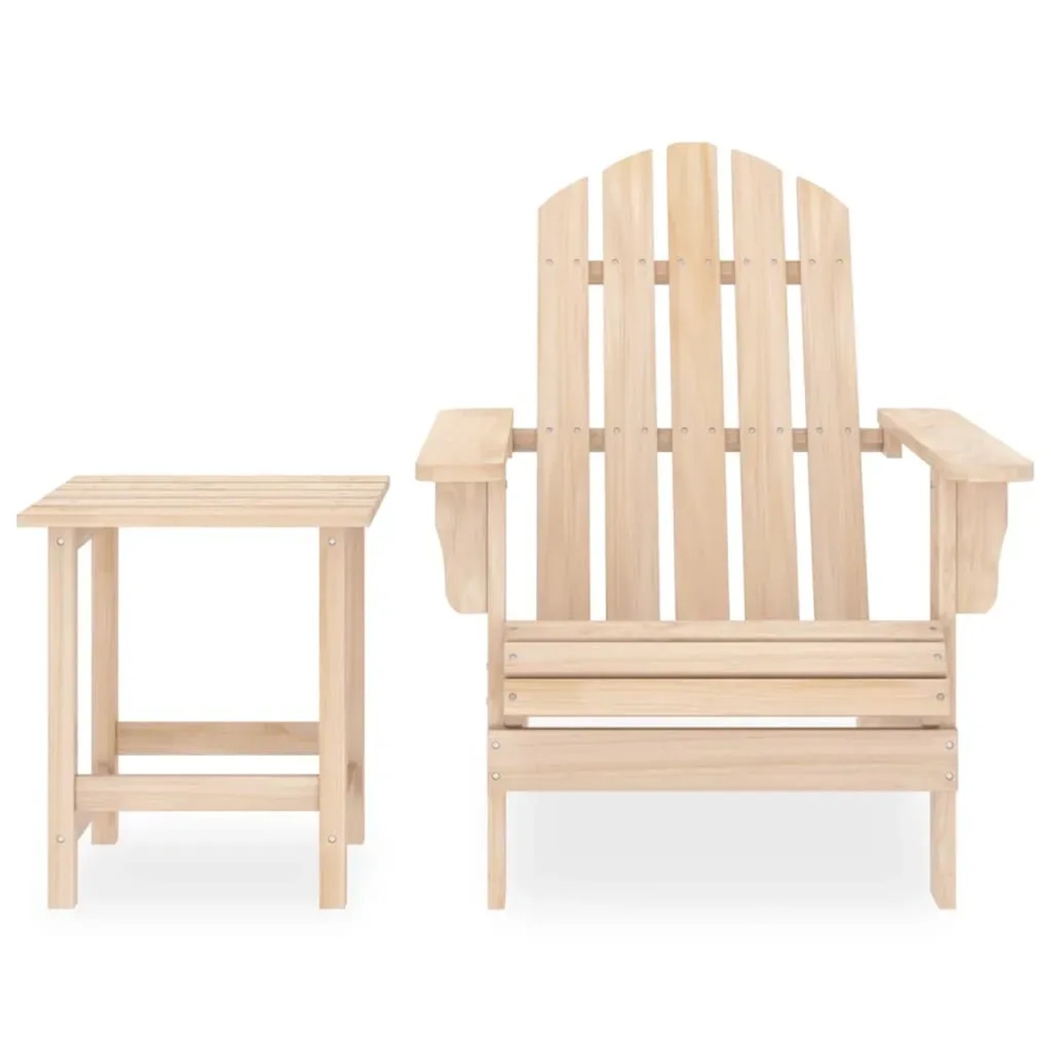 Adirondack Gartenstuhl mit Tisch aus Tannenholz für Garten & Terrasse.