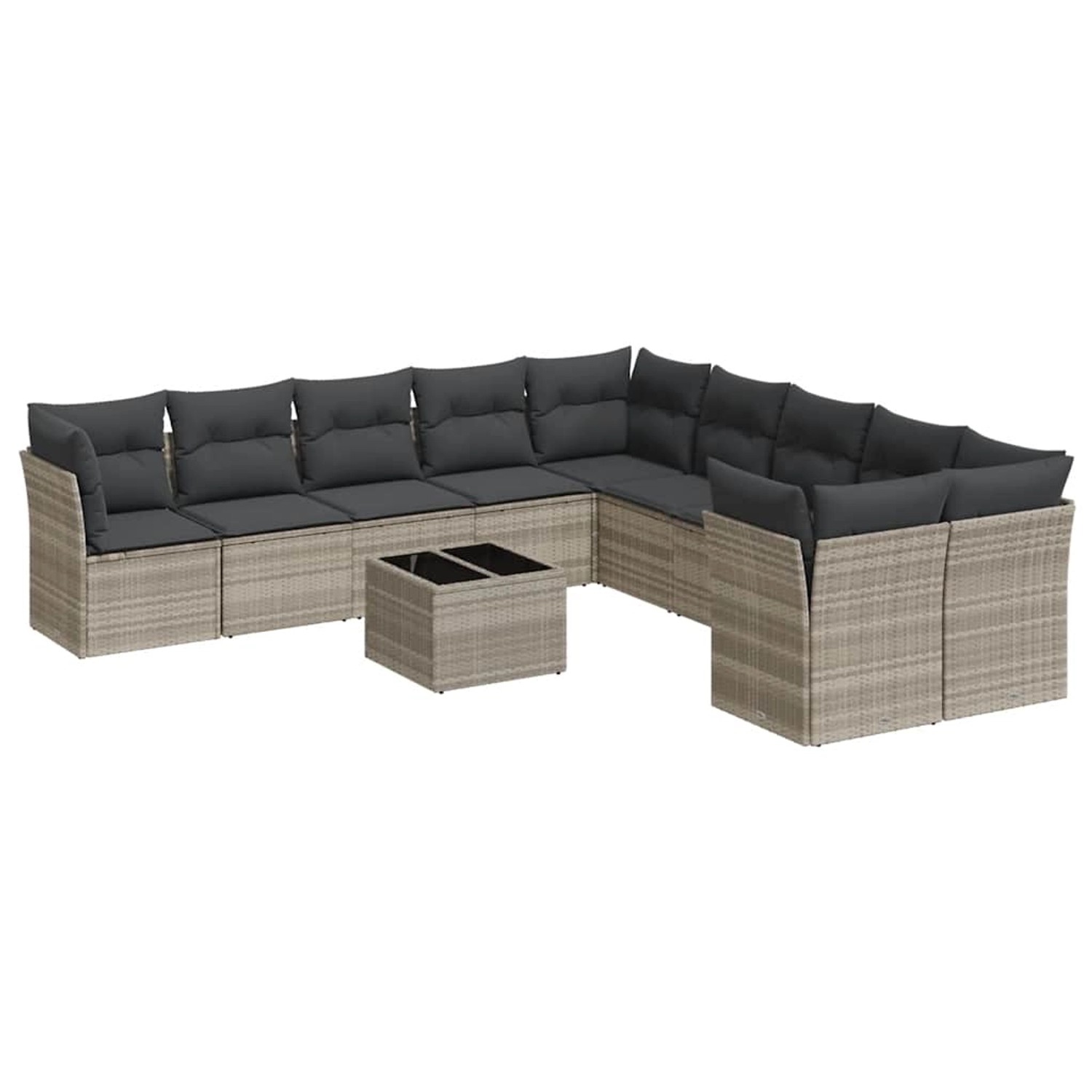 vidaXL 11-Tlg Garten-Sofagarnitur mit Kissen Hellgrau Poly Rattan 3250091 günstig online kaufen