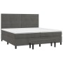 Dunkelgraues vidaXL Boxspringbett (200x200 cm) mit Matratze und Bank aus Samt.