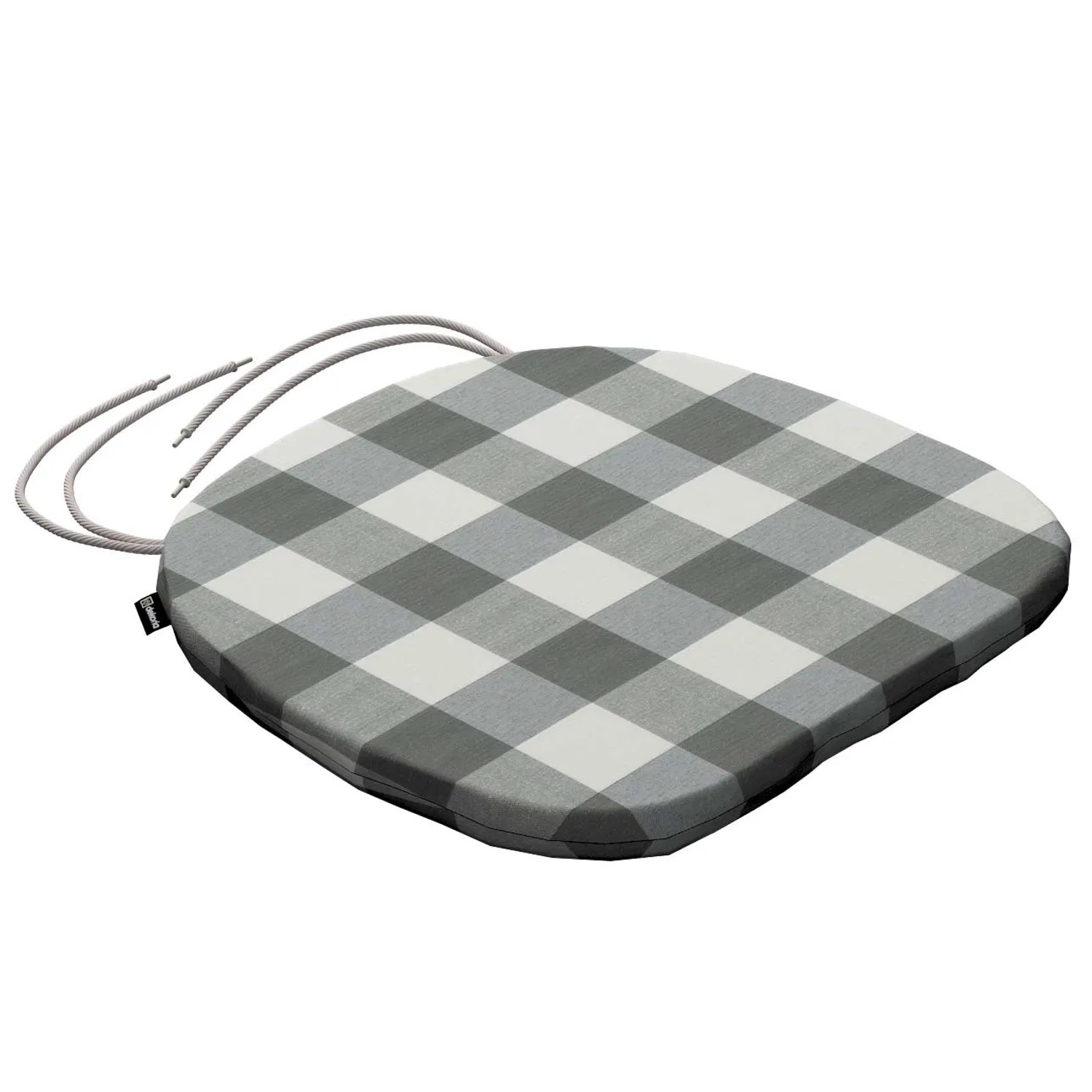 Dekoria Stuhlkissen Marcus mit Bindeschnur aus Stoffkollektion Quadro in Weiß-Grau Kariert in 40 x 37 x 2,5 cm