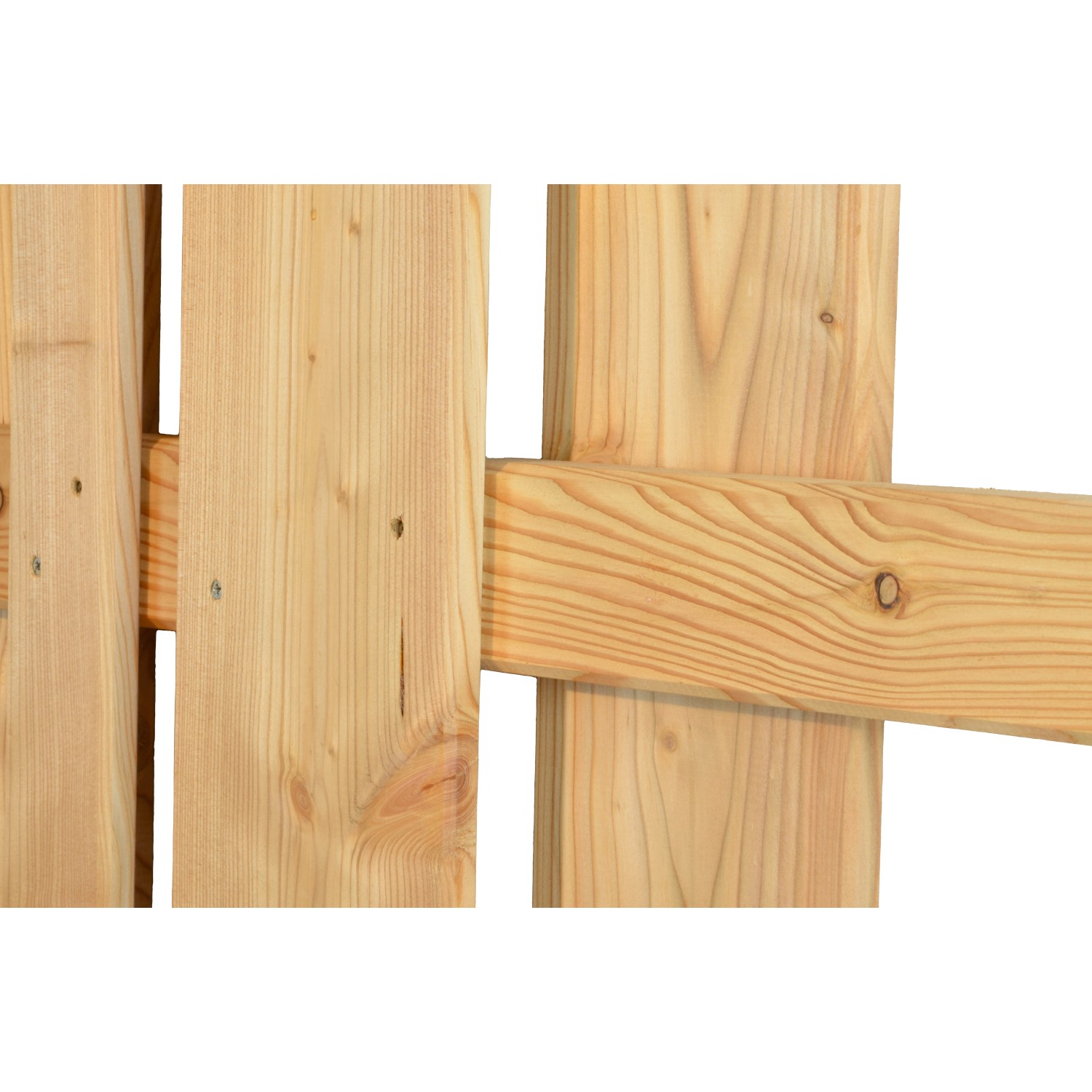 Detailaufnahme: T & J Sichtschutzzaun Aalborg aus Lärche, naturbelassenes Holz.
