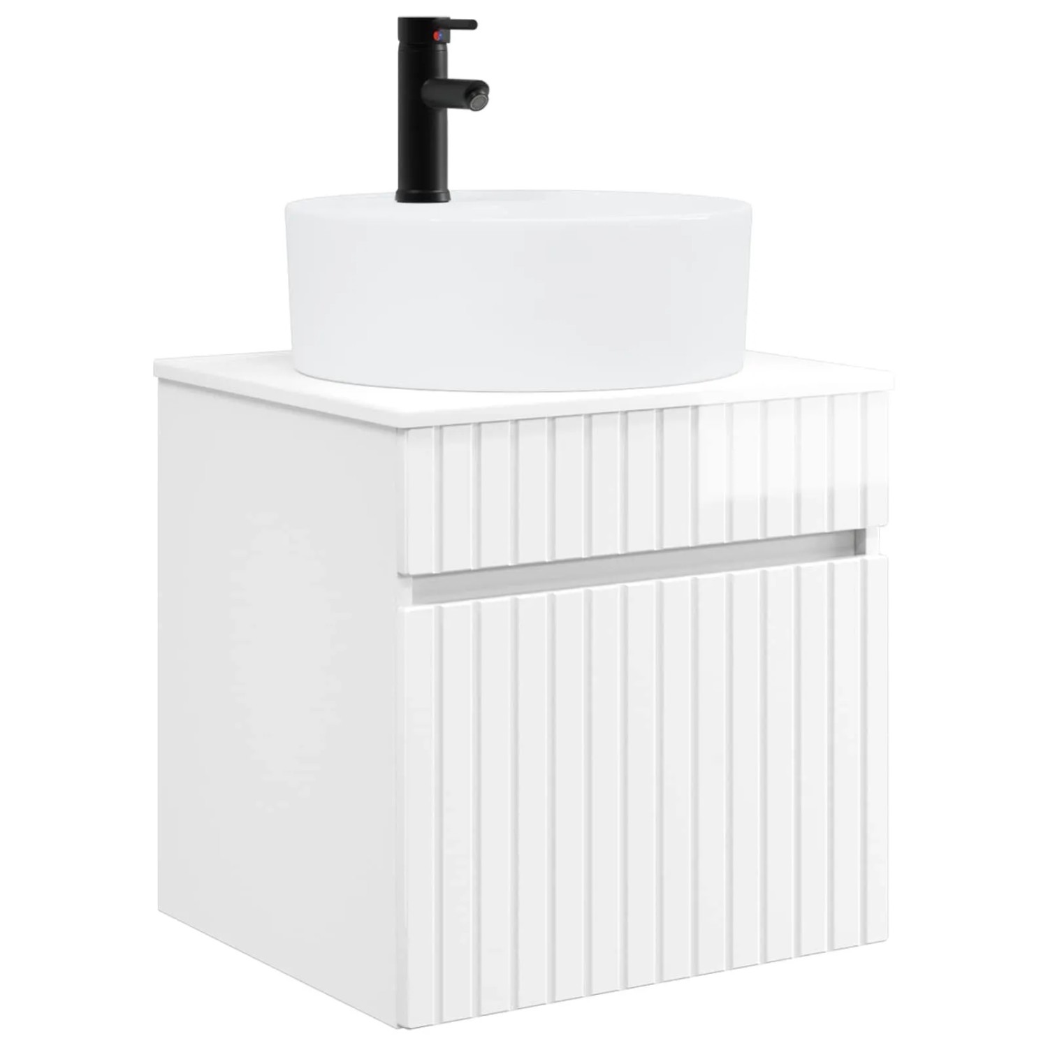 vidaXL Wandmontierte Waschbecken-Vanität Hochglanz Weiß 890596