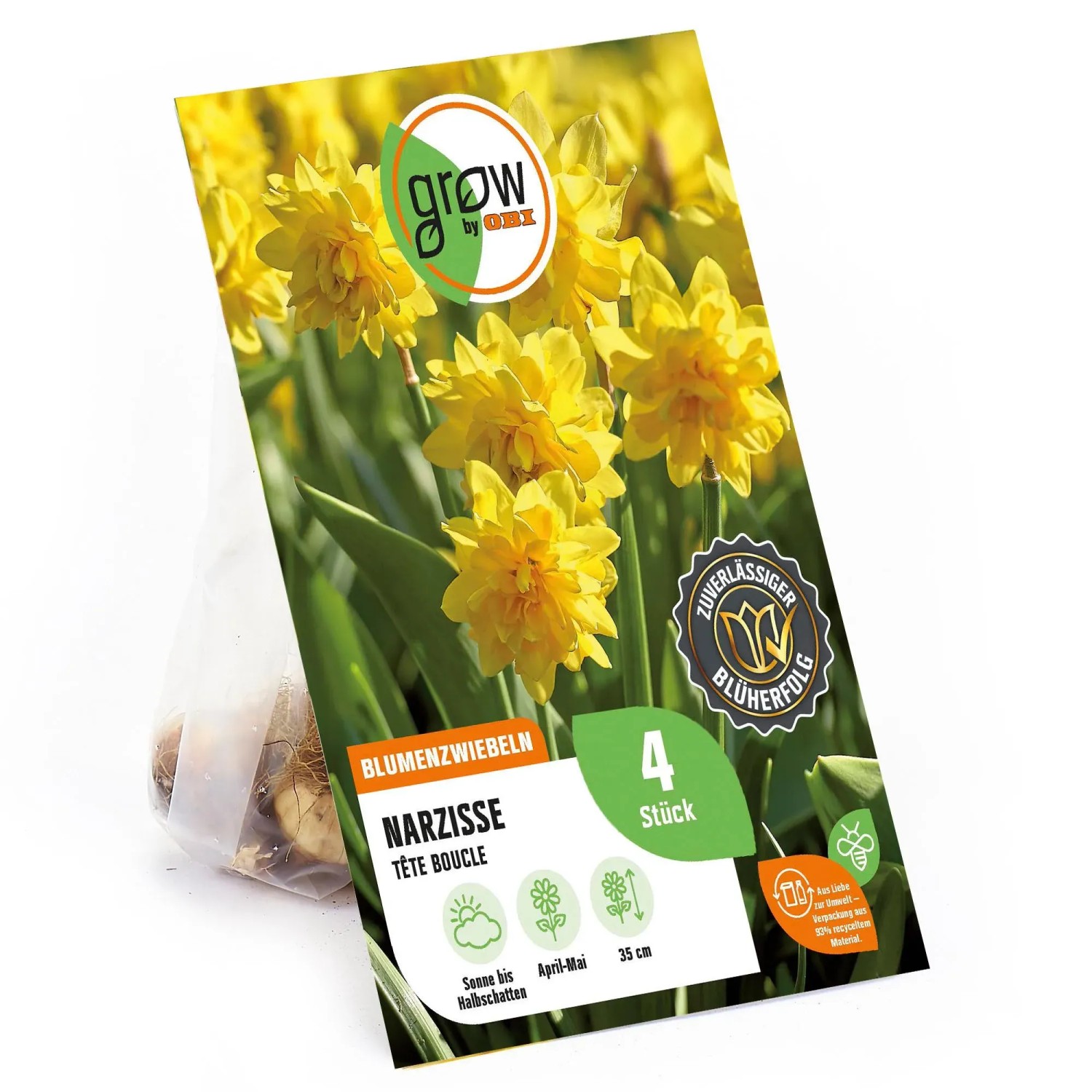 Gelbe Narzissen 'Tête Bouclé' von GROW by OBI, 4 Stück Blumenzwiebeln im Paket.