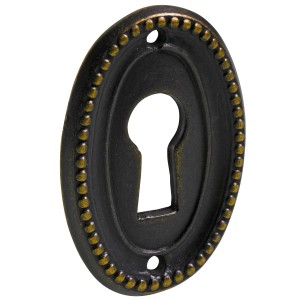 Hettich Schlüsselschild, Antik Brüniert, ovales Design mit Zierrand für Möbelschlösser.