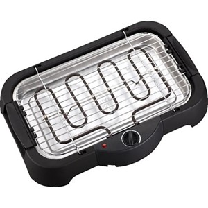 Tepro Louisville Elektro-Tischgrill mit Grillrost, schwarzes Gehäuse und silberner Grillfläche.