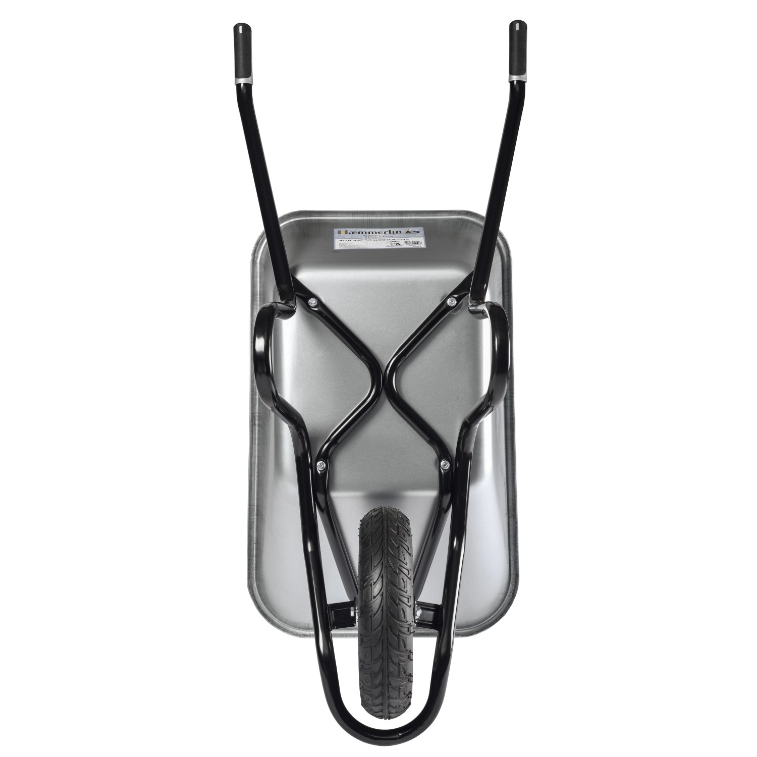 Haemmerlin Bau Plus Schubkarre, 120 l, verzinkte Mulde, Luftrad, für Bau und Garten.