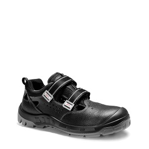 Schwarze Jori Sicherheitssandale Leon S1P Gr. 46 aus Leder mit Klettverschluss.