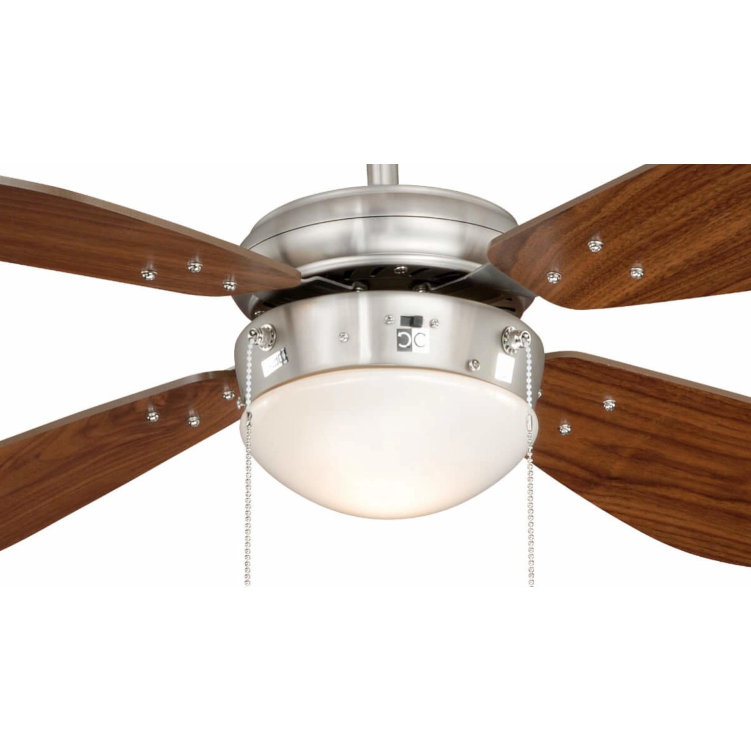 AIRERYDER Deckenventilator Classic, 105 cm, Nickel/Nussbaum, mit Beleuchtung und Zugketten.