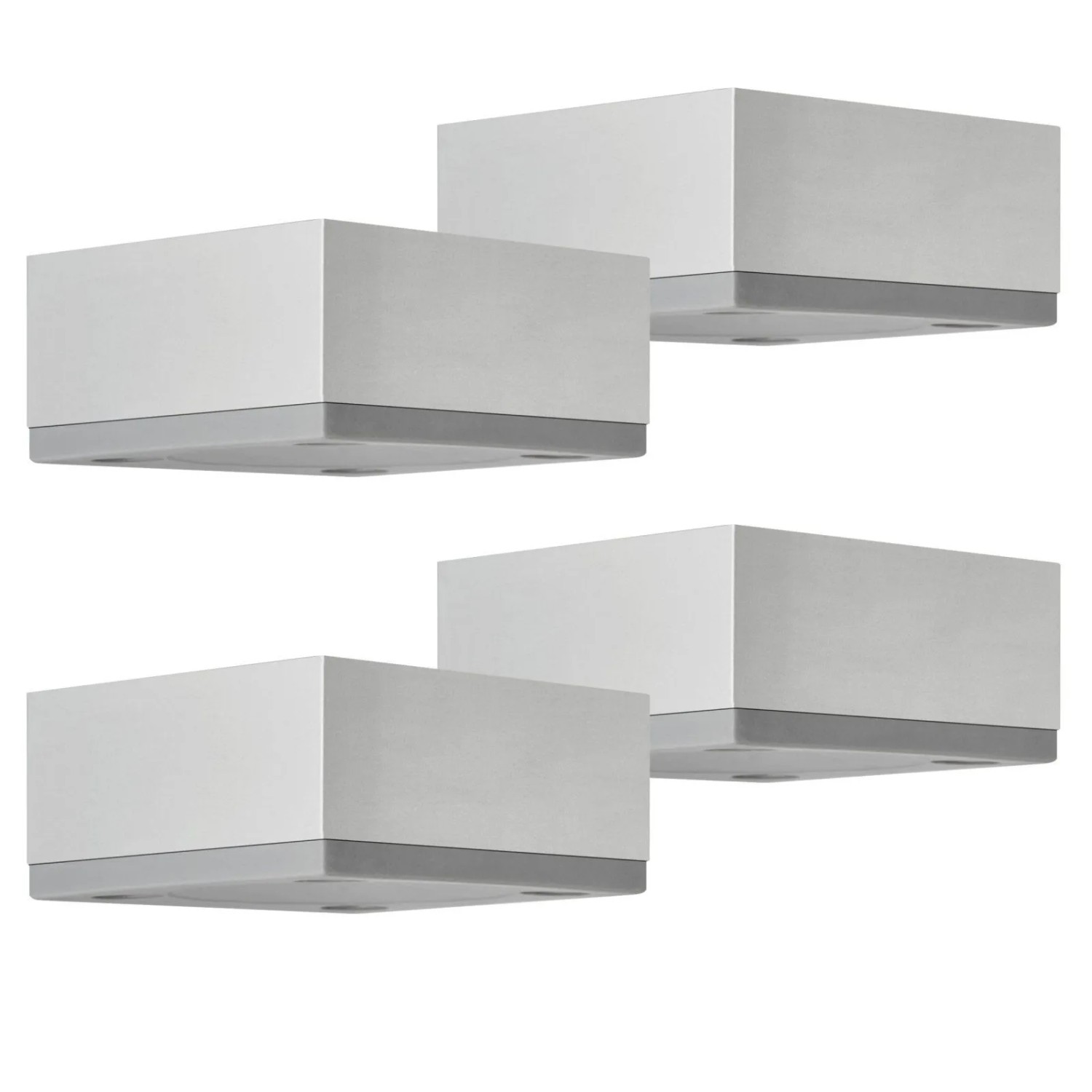SOTECH 4er Set Möbelfüße MOTEL 65 x 65 mm Höhe 30 mm Silberoptik Eloxiert