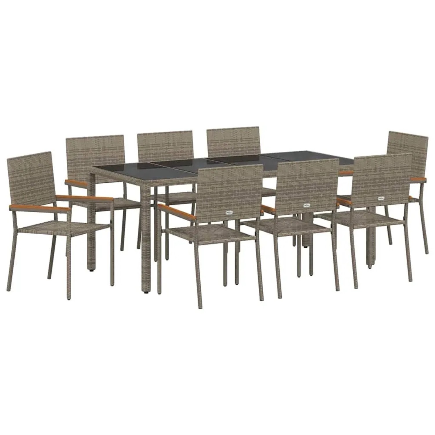 vidaXL Garten Essgruppe 9-Tlg Grau Poly-Rattan 3365400 günstig online kaufen