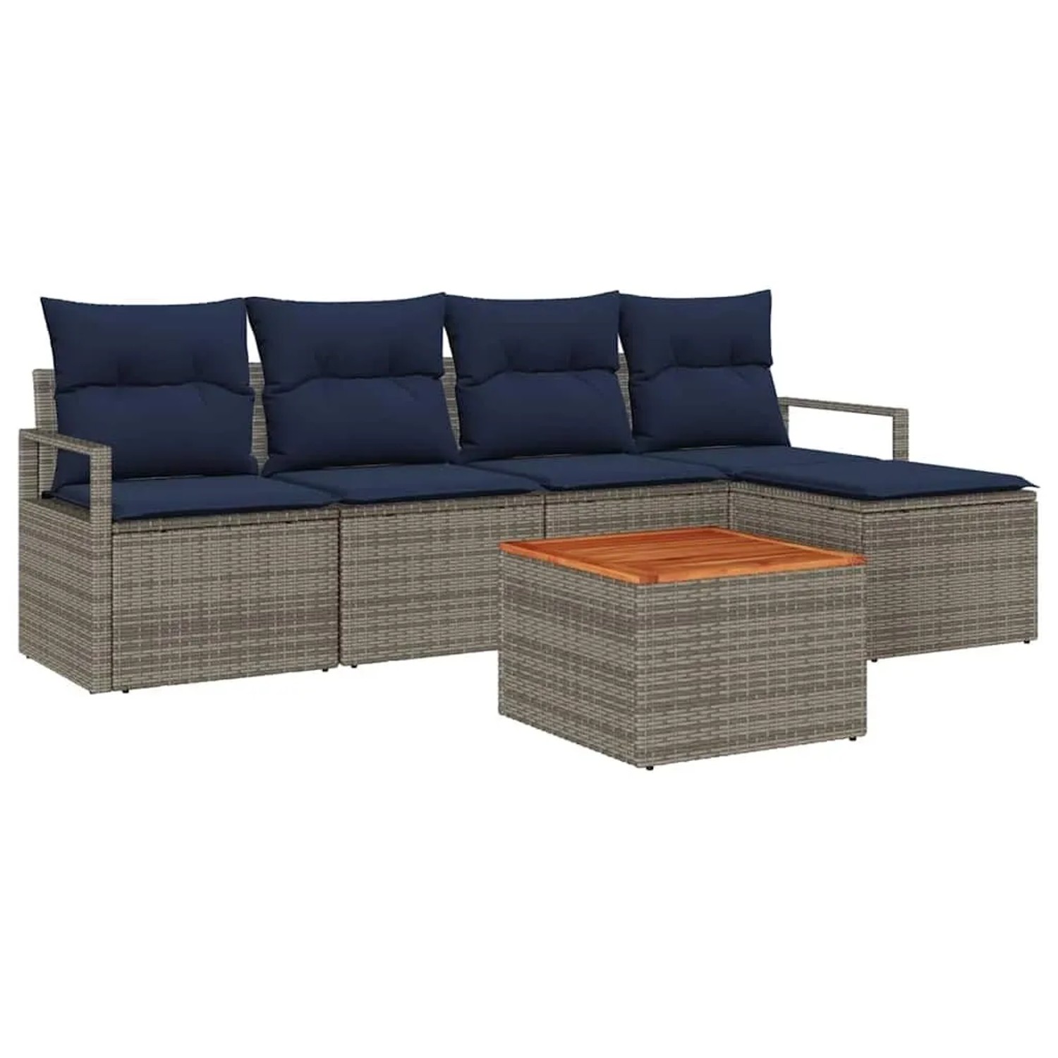 vidaXL Gartensofa-Set mit Kissen 6-Tlg Grau Poly-Rattan 3347696