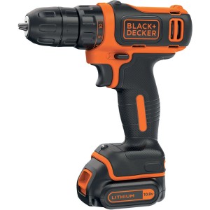 Black+Decker Akku-Bohrschrauber BDCDD12K mit 10,8V Akku im Koffer.