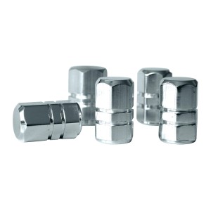 5 Eufab Ventilkappen aus verchromtem Aluminium für die Außenausstattung von Autos.