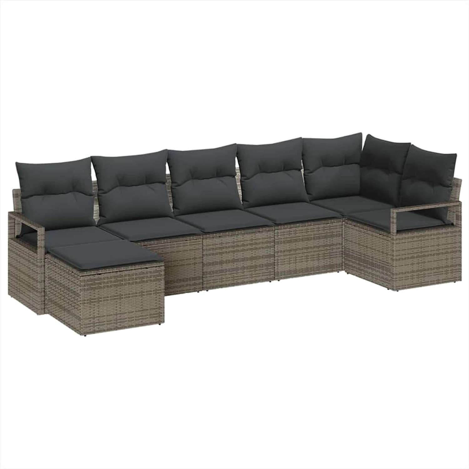 vidaXL Garten-Sofa-Set 7-Tlg Grau Poly Rattan 3346469 günstig online kaufen