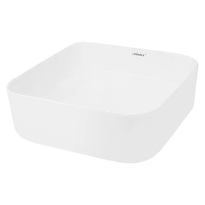 Weißes, eckiges ECD Germany Aufsatzwaschbecken aus Keramik, 39x39x14 cm, für Bad oder Gäste-WC.