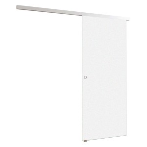 AICA Glasschiebetür 85x225cm, Mattglas, vor Wand laufend, mit Griffmuschel.
