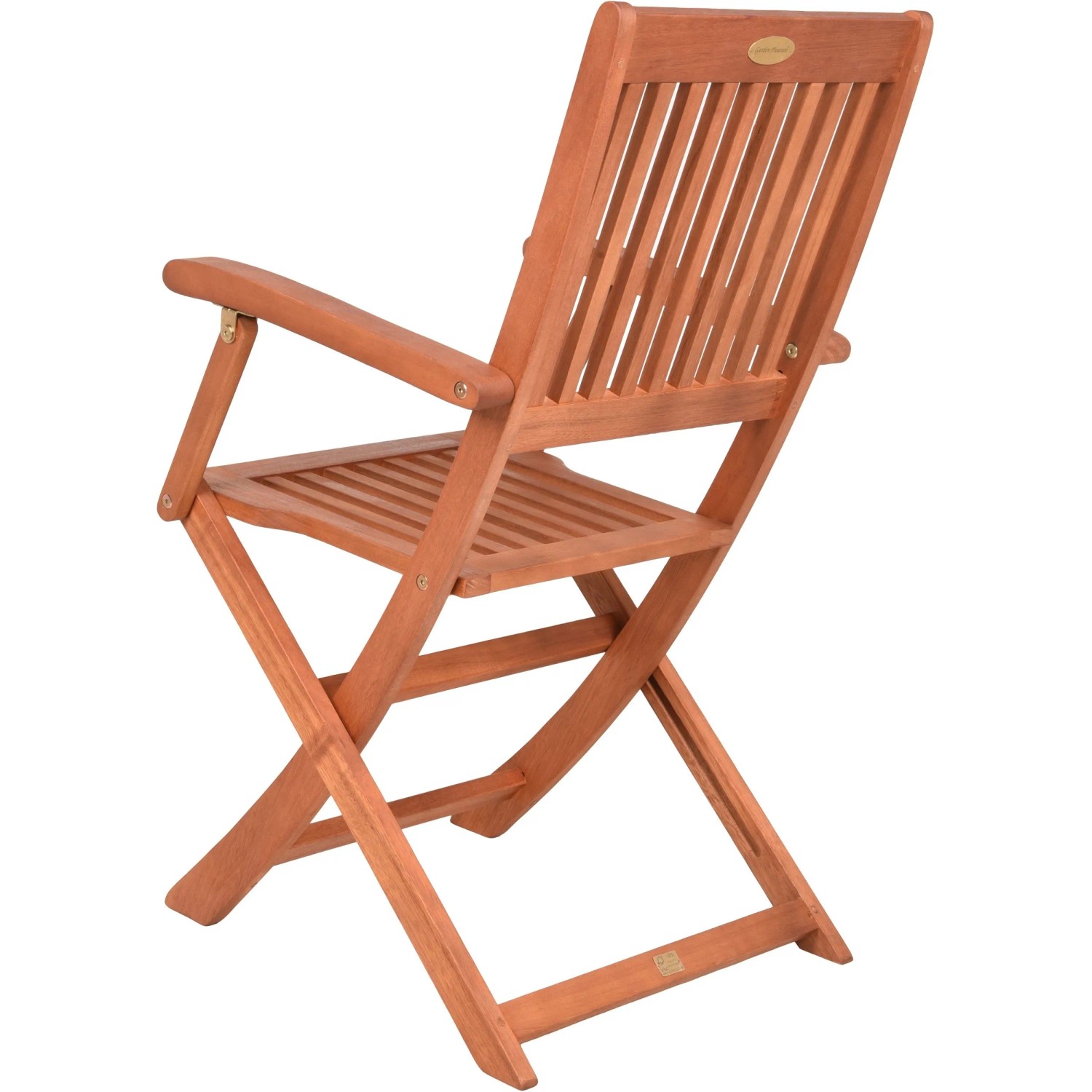 Braunes Garden Pleasure Klapparmstuhl-Set Seattle (2 Stk.) aus FSC®-zertifiziertem Eukalyptusholz, Rückansicht.
