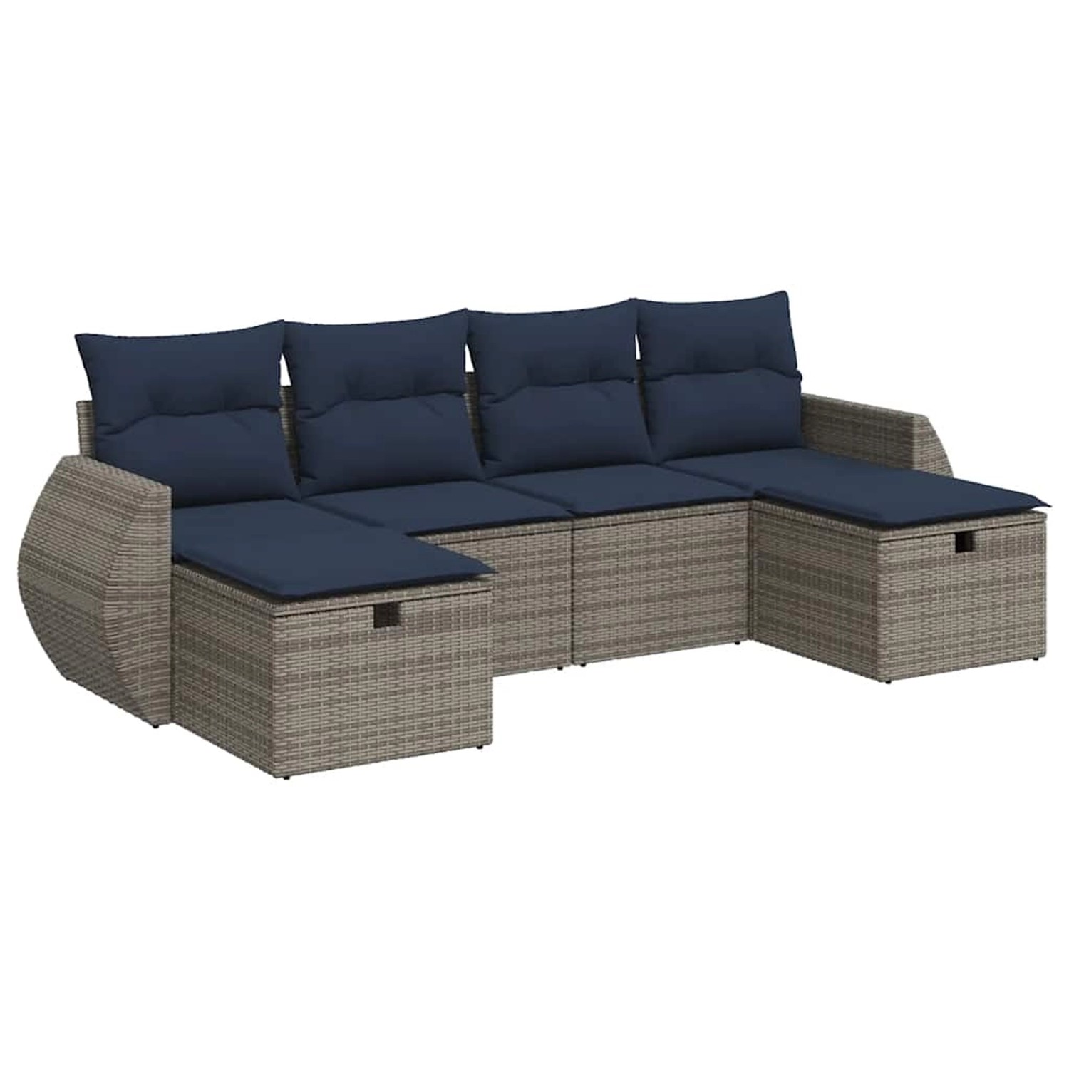 vidaXL 6-Tlg Garten-Sofagarnitur mit Kissen Grau Poly Rattan 3325627 günstig online kaufen