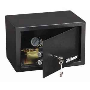 Burg Wächter Möbeltresor Favor S3 K, anthrazit, mit geöffneter Tür und Inhalt.