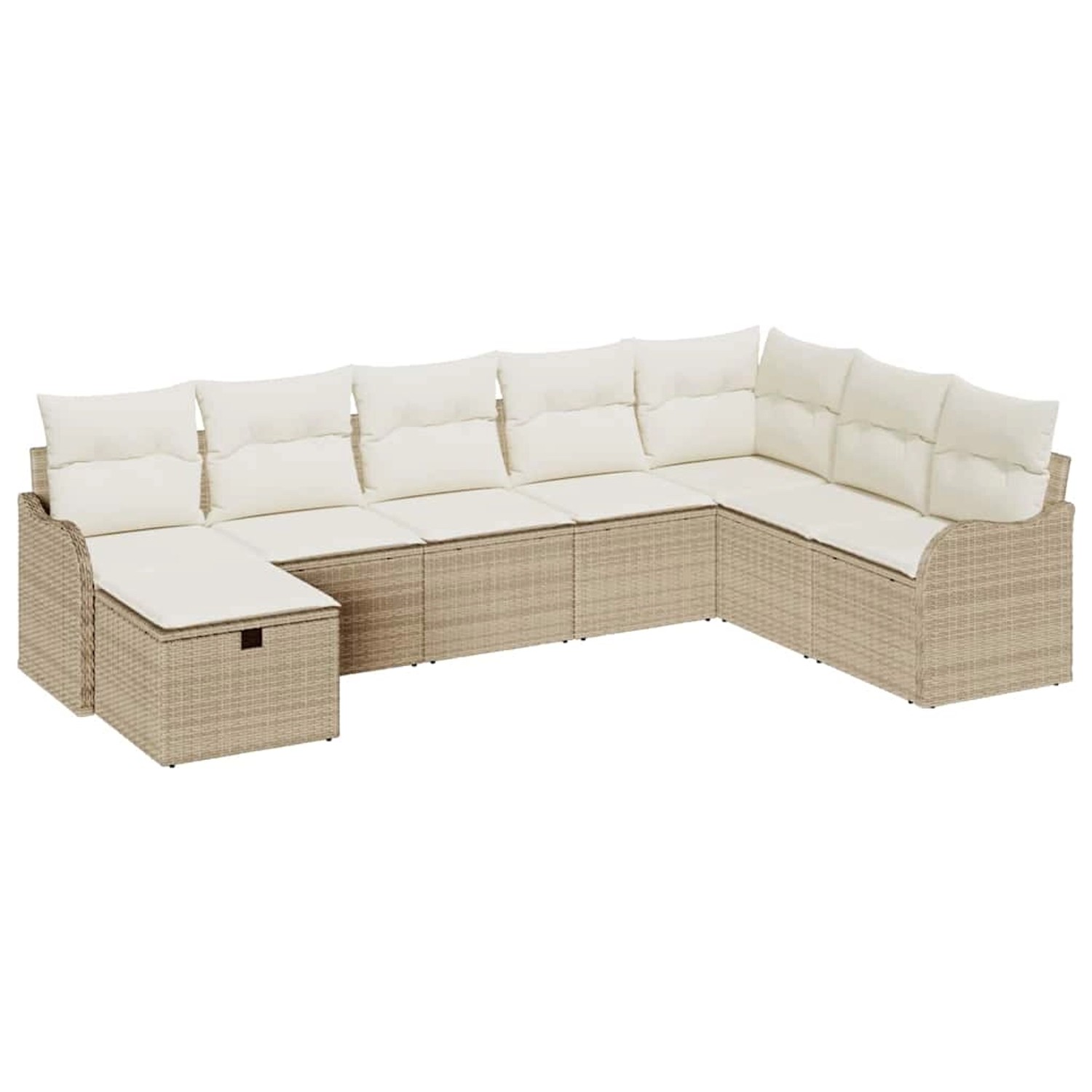 vidaXL Garten-Sofa-Set mit Kissen mit Speicher 8-Tlg Beige Poly Rattan 3360 günstig online kaufen