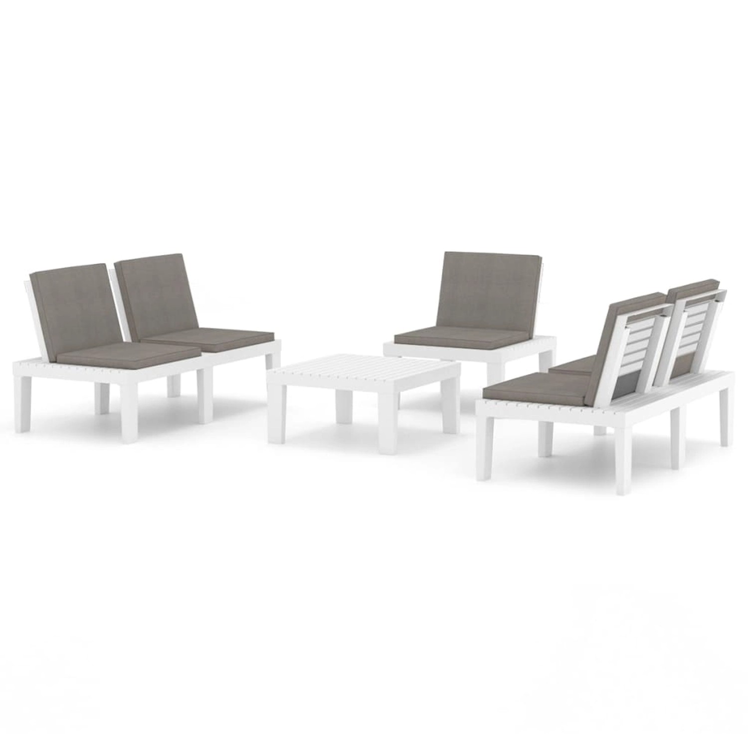 vidaXL 4-Tlg Garten-Lounge-Set mit Kissen Kunststoff Weiß 3059835