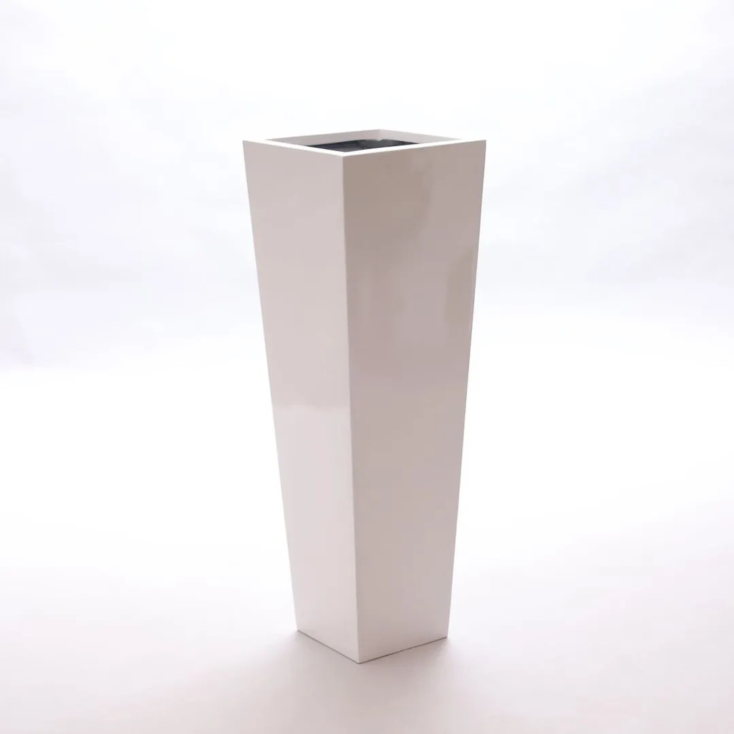 Elegant Einrichten Pflanzkübel Fiberglas Säule konisch 38x38x100cm Hochglanz-Weiß
