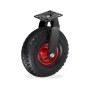 Relaxdays Lenkrolle Stahl Gummi Schwarz Rot Luftbereift Drehbar 30 cm x 26 cm x 13,5 cm