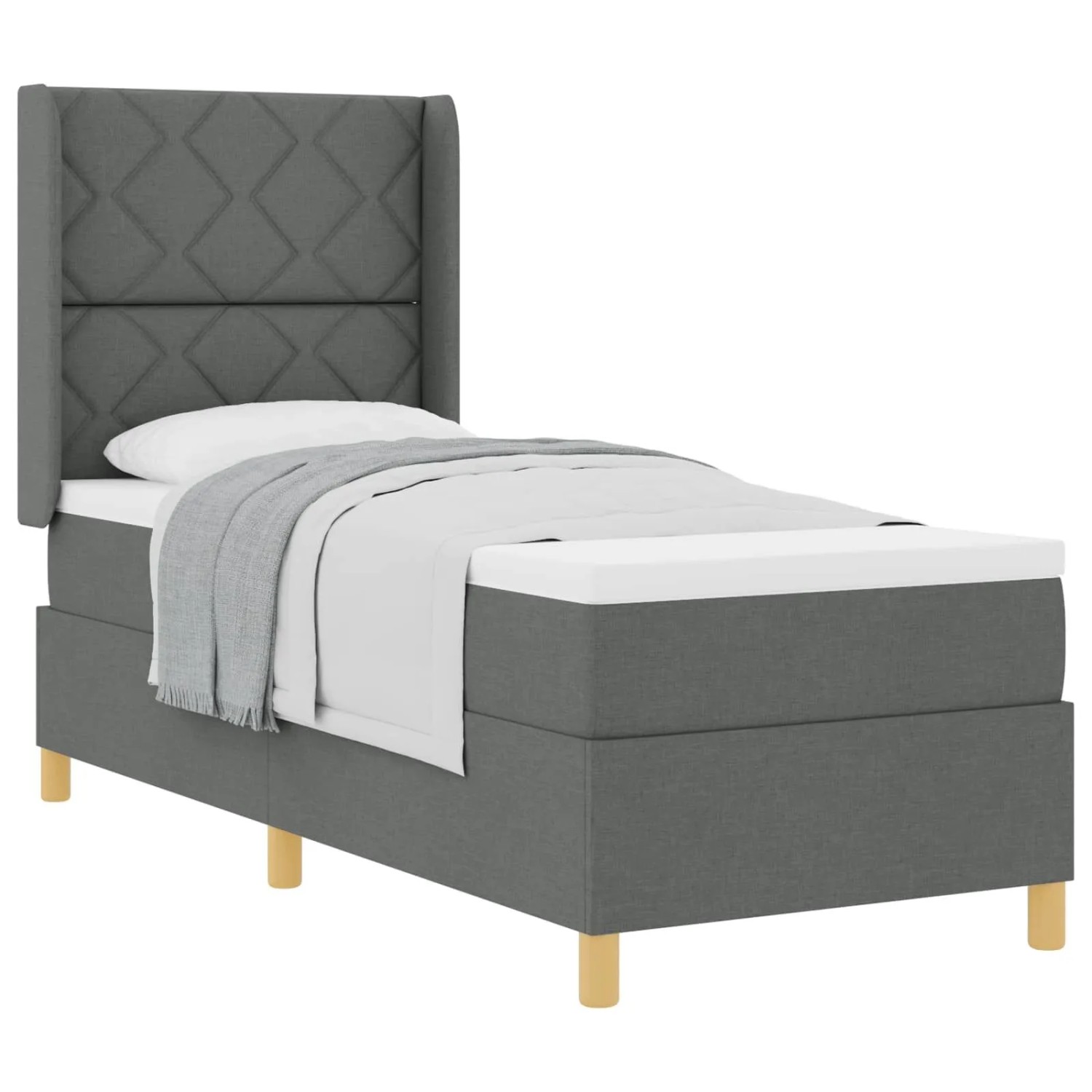 vidaXL Boxspringbett mit Matratze Dunkelgrau 80 x 200 cm Stoff 3341862