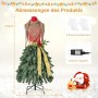 Künstlicher Weihnachtsbaum 150cm als Mannequin mit grünem Rock, rotem Schal, goldenem Band, Beeren & LED-Lichtern.