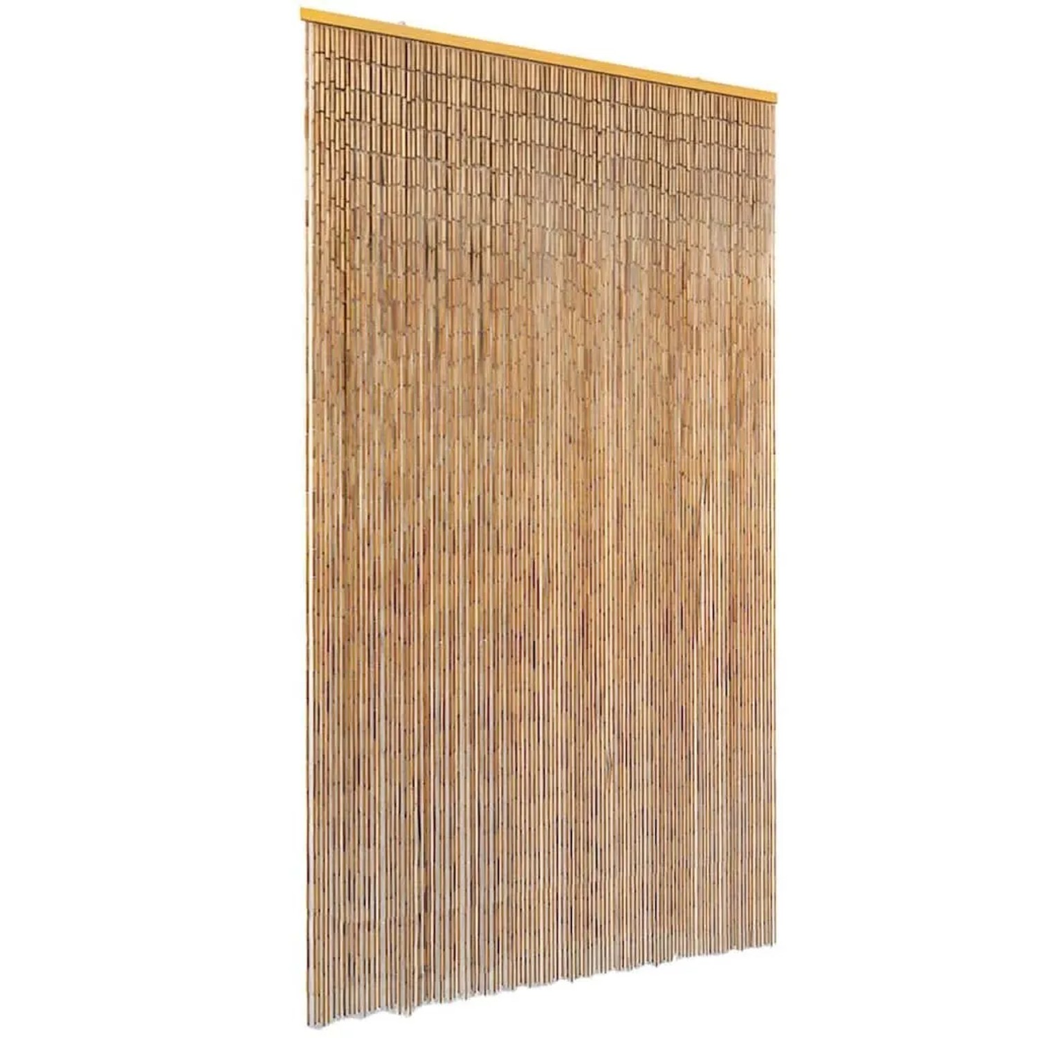 Brauner Bambus Insektenschutz Türvorhang, 120x220 cm, mit feinen Bambussträngen und Holzleiste. Ideal für Türen.
