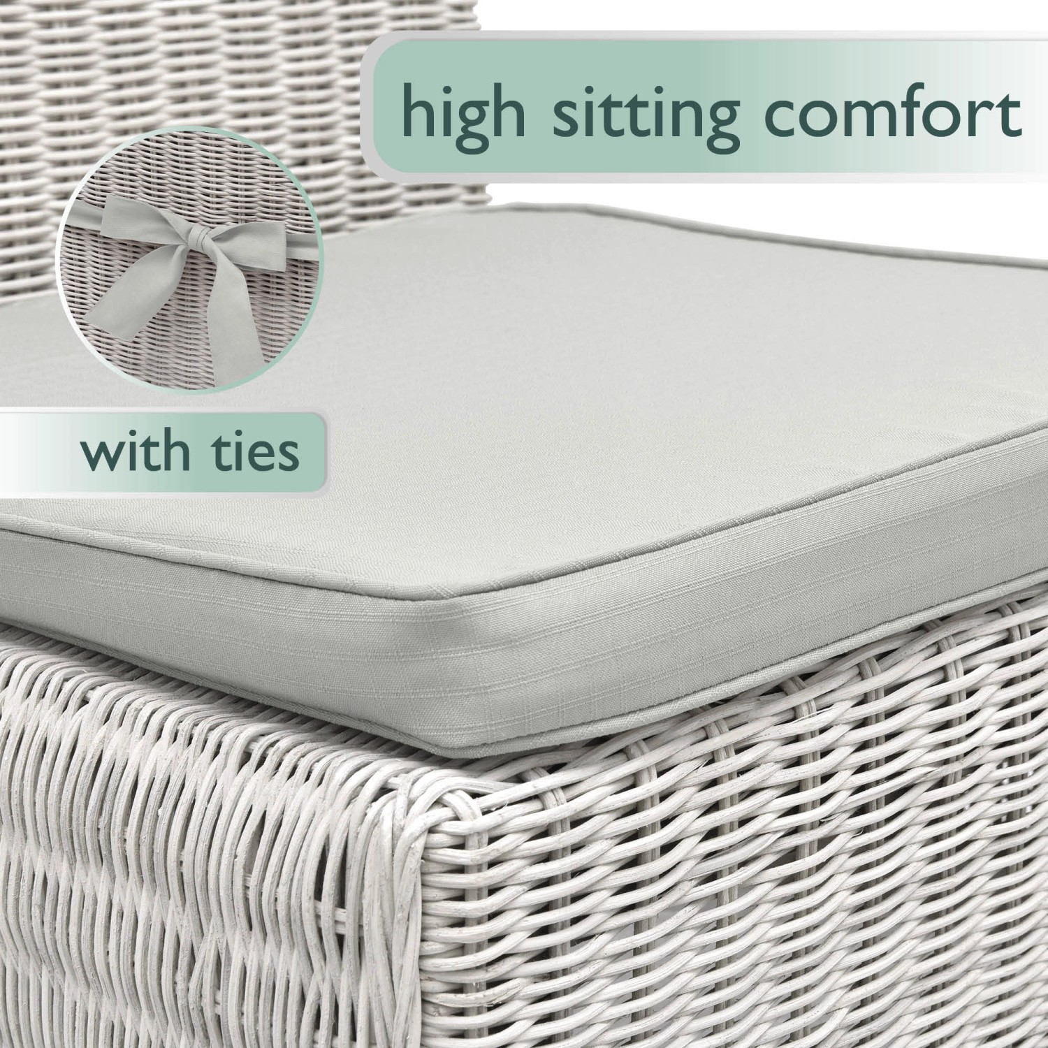 Beautissu Pia Stuhlkissen, 4er Set, hellgrau, 45x40x5cm, mit Befestigungsbändern.