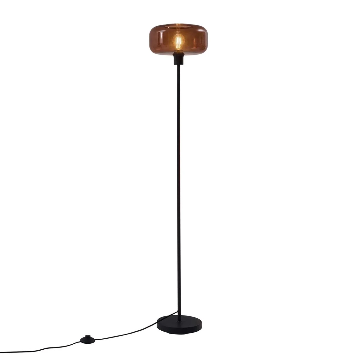 QAZQA Retro Stehleuchte Schwarz mit Bronzeglas Bizle