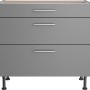 Optifit Unterschrank Mats825, 90 cm, Basaltgrau, mit 3 Auszügen und Edelstahlgriffen.