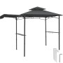 Anthrazitfarbener Tectake Grillpavillon mit Markise, Doppeldach und Flaschenöffner.