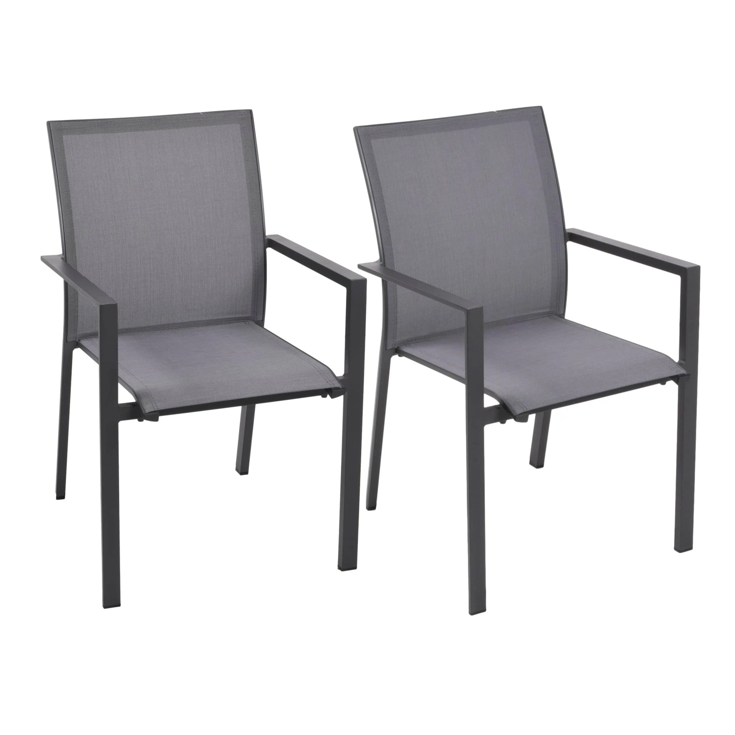DELUKE Gartenstuhl 2er Set FINN Kunststofftelgrau Stapelstuhl Wetterfest Gartenstühle Outdoor Essstühle