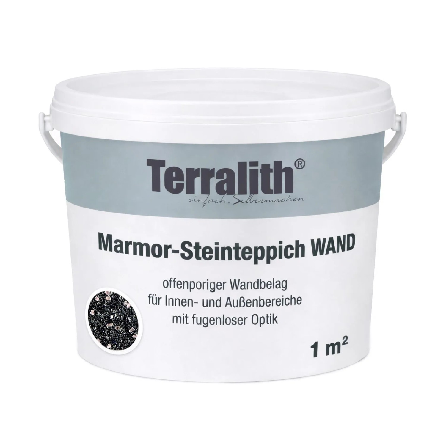 Terralith Edelsteinteppich Wand Rosenquarz Nero für 1 m²