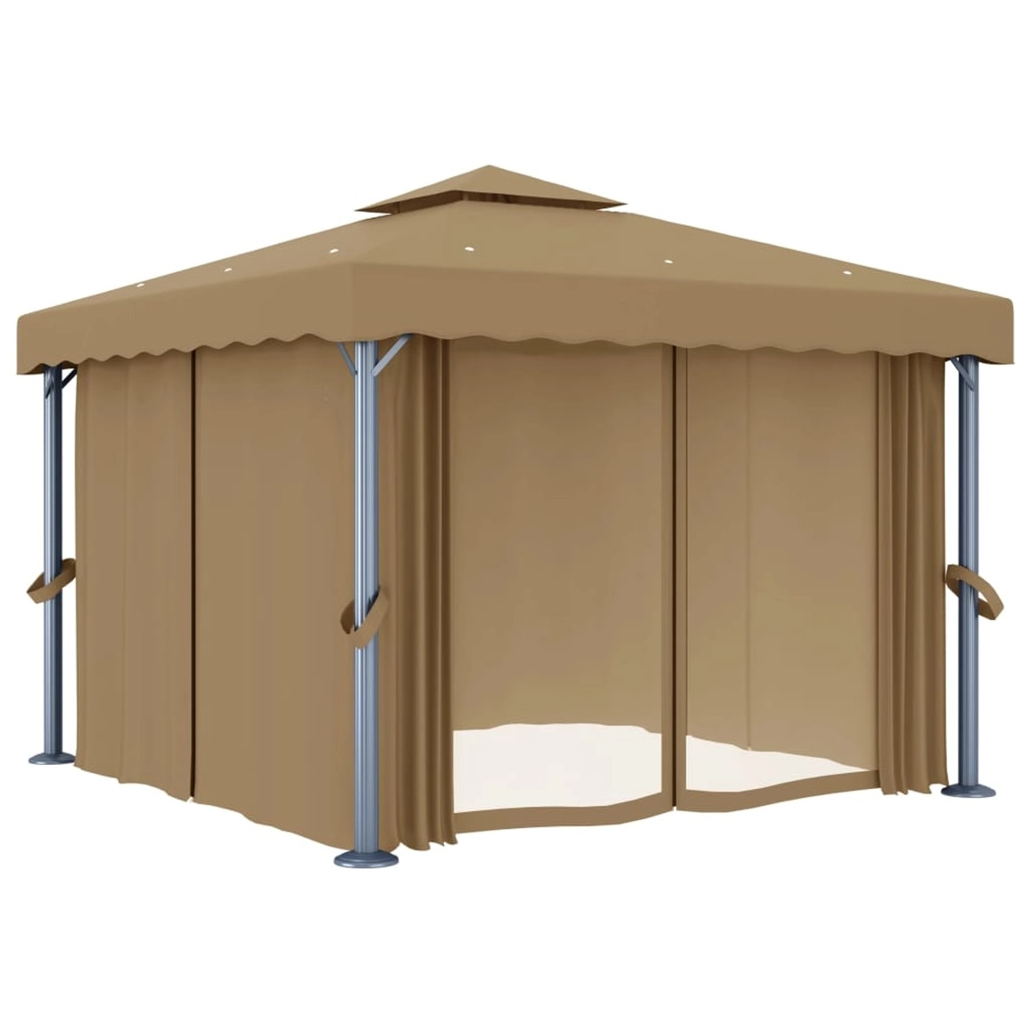 vidaXL Pavillon mit Vorhang 3x3 m Taupe Aluminium