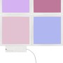 Wofi LED-Lichtkacheln Basis-Set mit 4 RGB-Panels in Lila, Pink, Rosa und Blau.