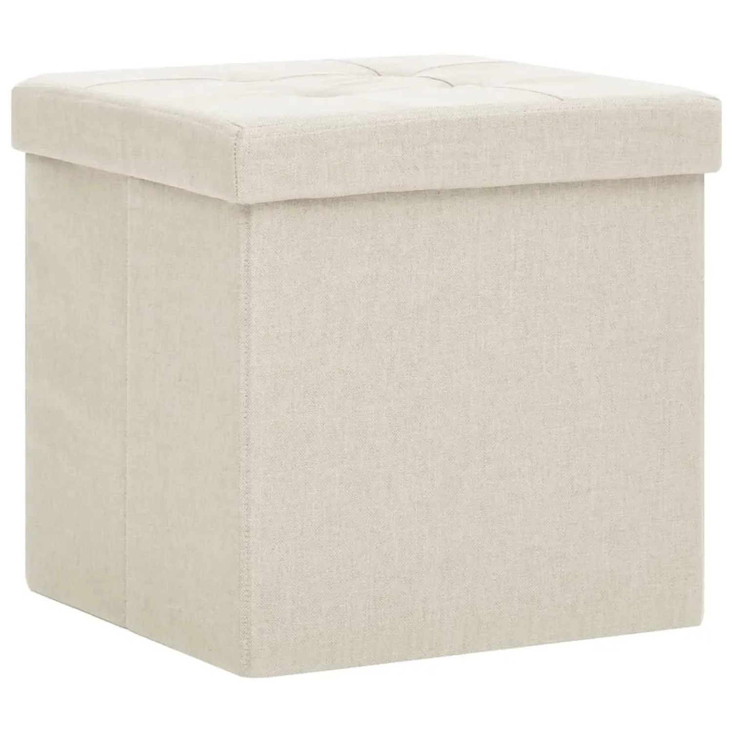 vidaXL Hocker mit Stauraum Cremeweiß Leinenoptik 338764