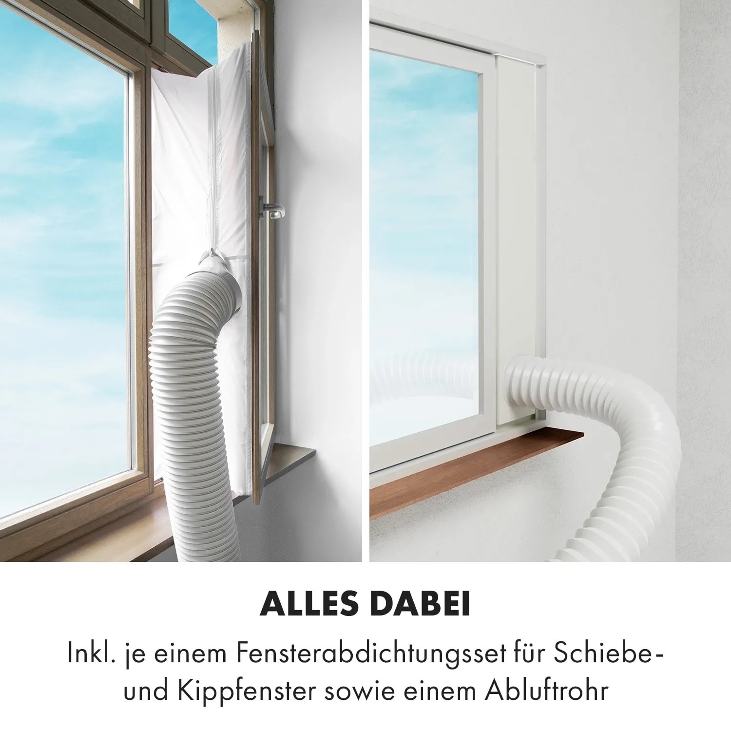 Klarstein Klimaanlage Zubehör: Fensterabdichtung für Schiebe- und Kippfenster mit Abluftschlauch.