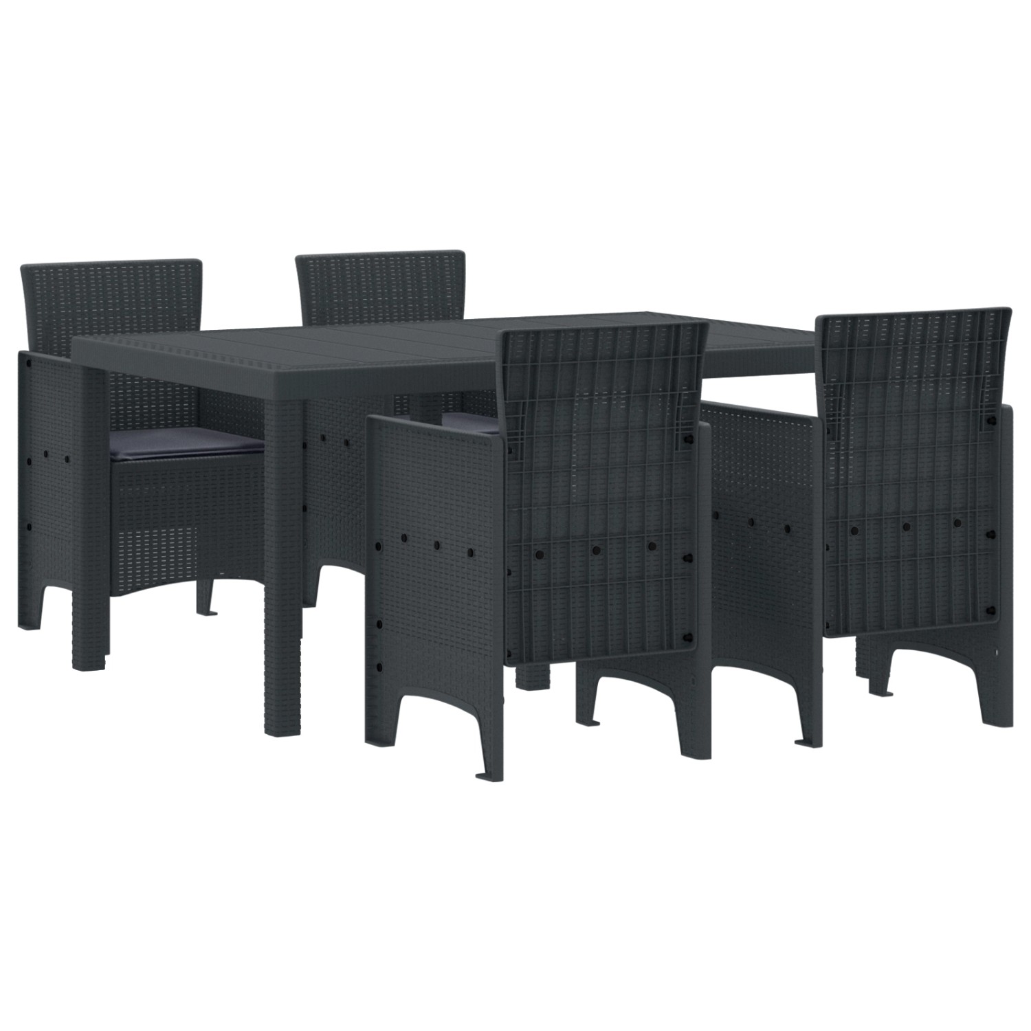 vidaXL 5-Teiliges Garten Essset mit Kissen Anthrazit Poly-Rattan 3378695 günstig online kaufen