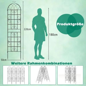 Costway Rankgitter Metall 2er Set Gartenzaun Schwarz 220 x 50 cm