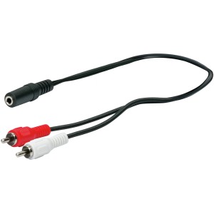 Schwaiger Audio Adapterkabel, 20 cm, mit Klinkenbuchse und Cinch-Steckern.