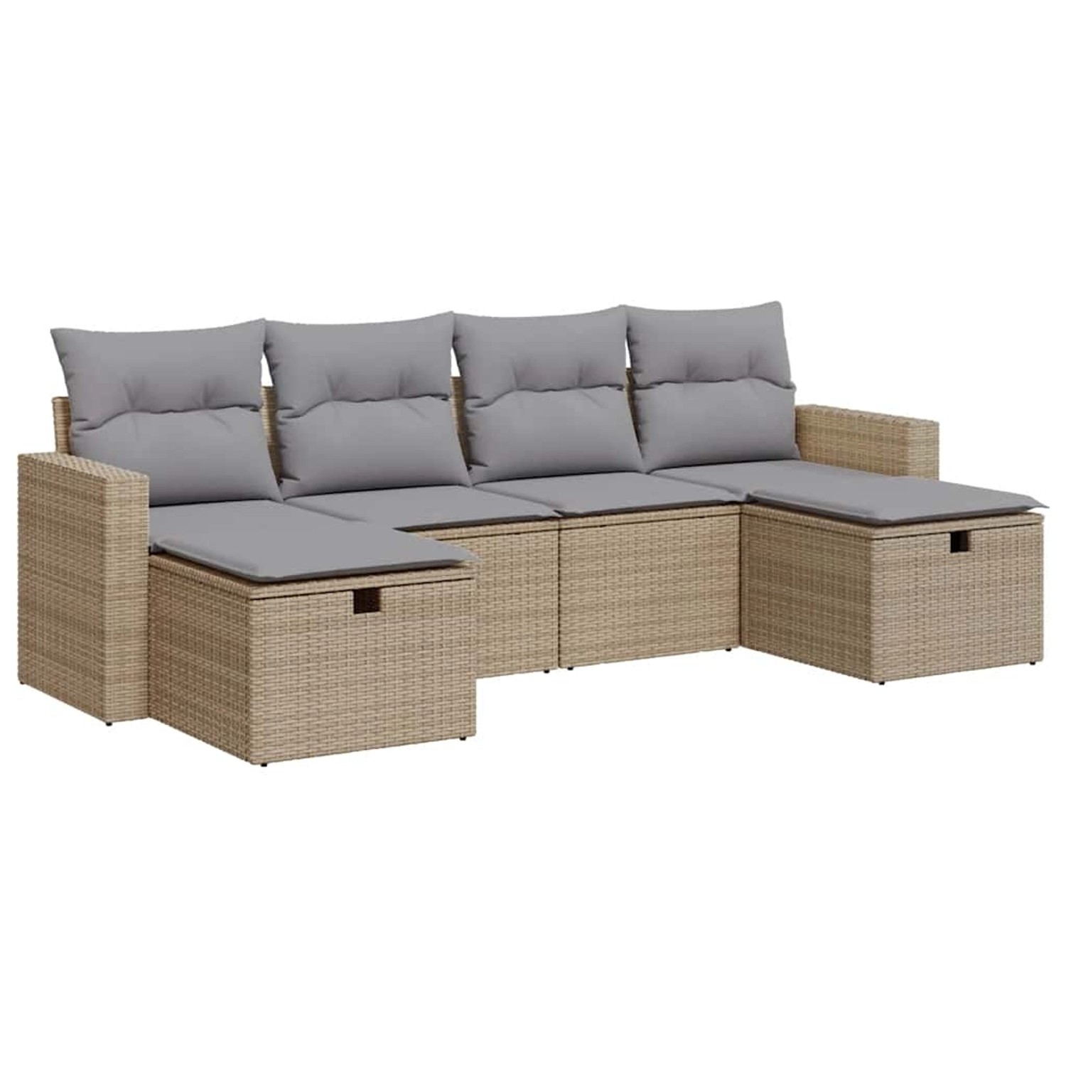 vidaXL 6-Tlg Garten-Sofagarnitur mit Kissen Beige Poly Rattan 3325425 günstig online kaufen