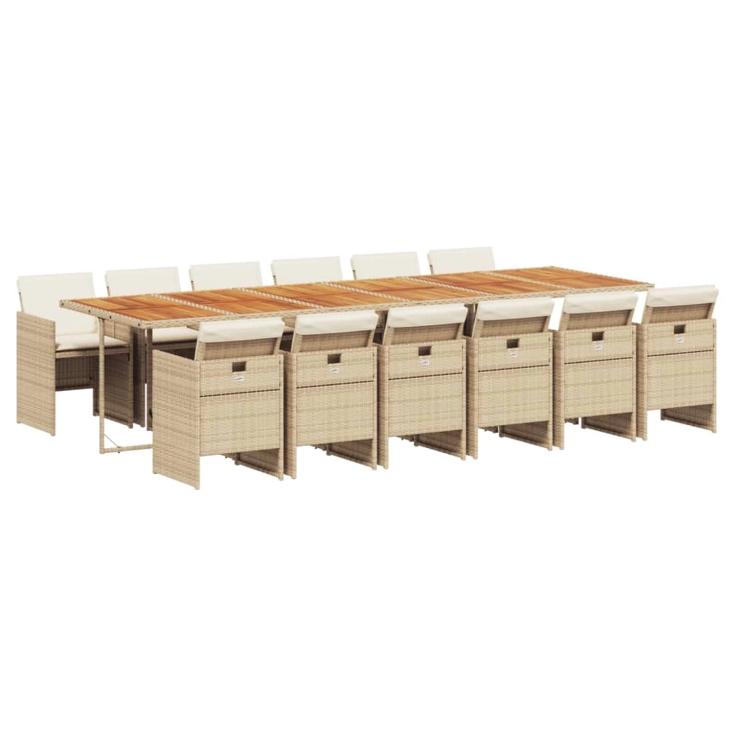 vidaXL 13-Tlg Garten-Essgruppe mit Kissen Beige Poly Rattan 3277719 günstig online kaufen