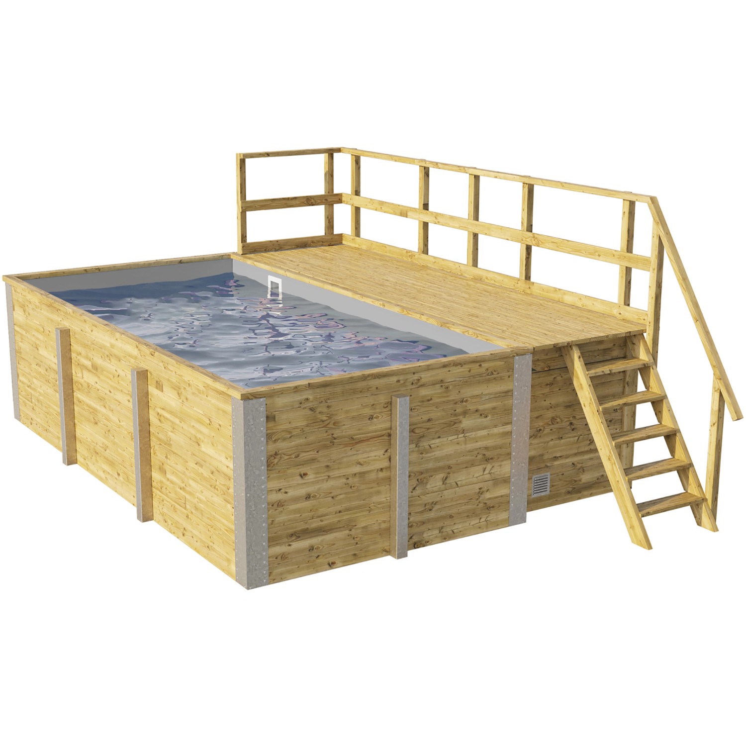 Weka Massivholzpool 595 Gr.1 Technikraum/Sonnendeck 490 x 309 x 203 cm Hellgrau