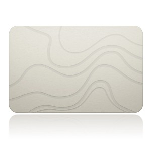 Weiße Björn&Schiller Badematte aus Kieselgur, 60x39 cm, mit Wellenmuster für Badezimmer.