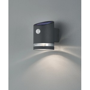 Anthrazitfarbene Trio LED Solar-Wandleuchte Salta mit Bewegungssensor für den Außenbereich.