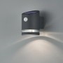Anthrazitfarbene Trio LED Solar-Wandleuchte Salta mit Bewegungssensor für den Außenbereich.